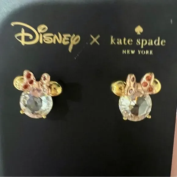 NWT Disney x Kate Spade Minnie Mouse Earrings Cubic Zirconia - Picture 5 of 6